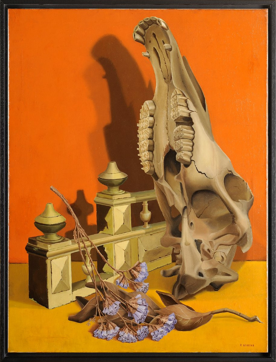 Raymonde Georges (XXe) Nature morte au crâne-photo-2