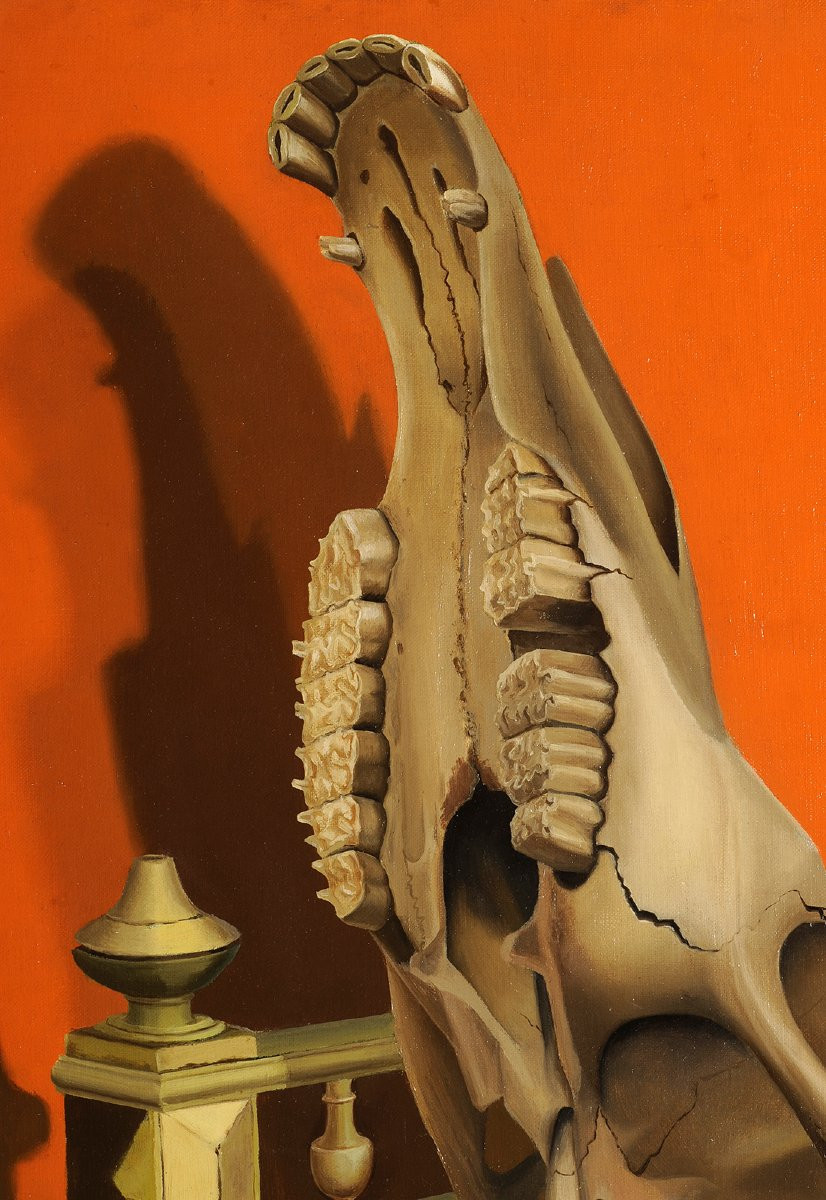 Raymonde Georges (XXe) Nature morte au crâne-photo-3