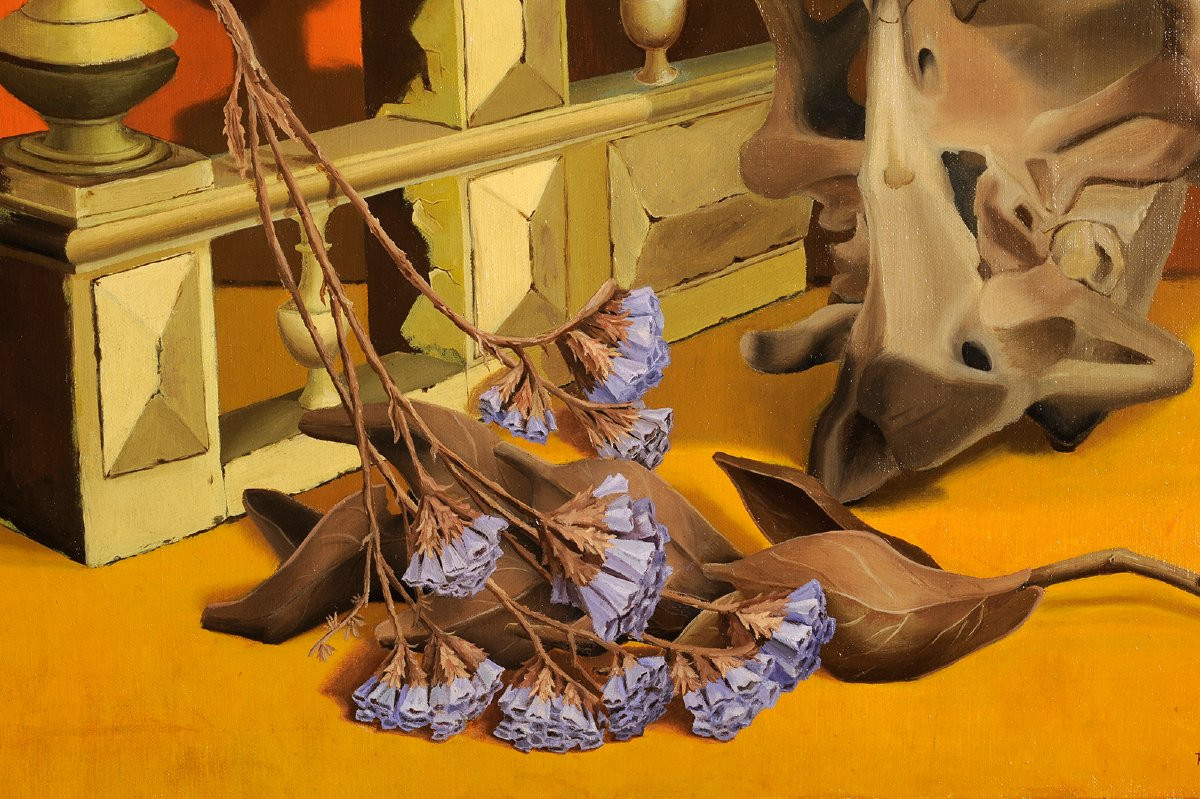 Raymonde Georges (XXe) Nature morte au crâne-photo-4
