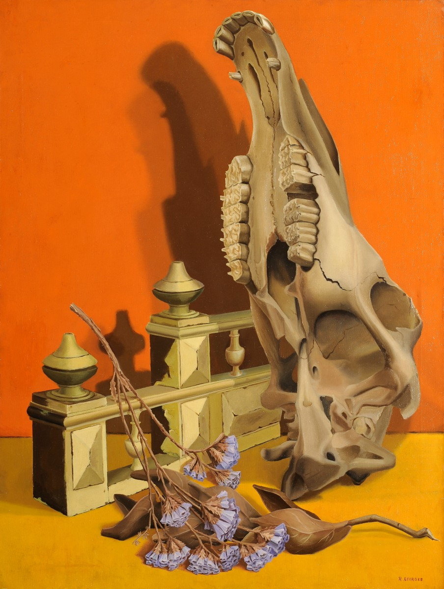Raymonde Georges (XXe) Nature morte au crâne