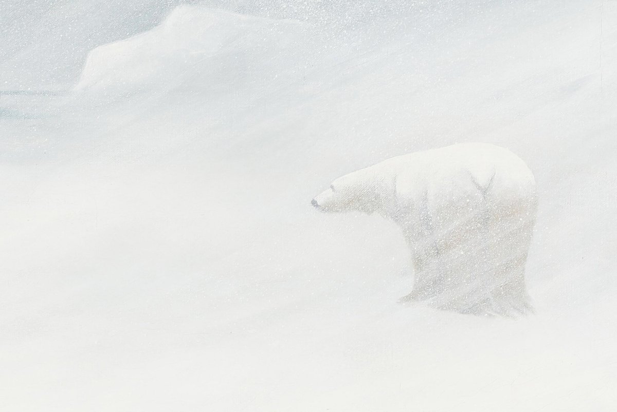 Emanuel A. Petersen (1894-1948) Ours blanc dans une tempête de neige au Groenland-photo-3