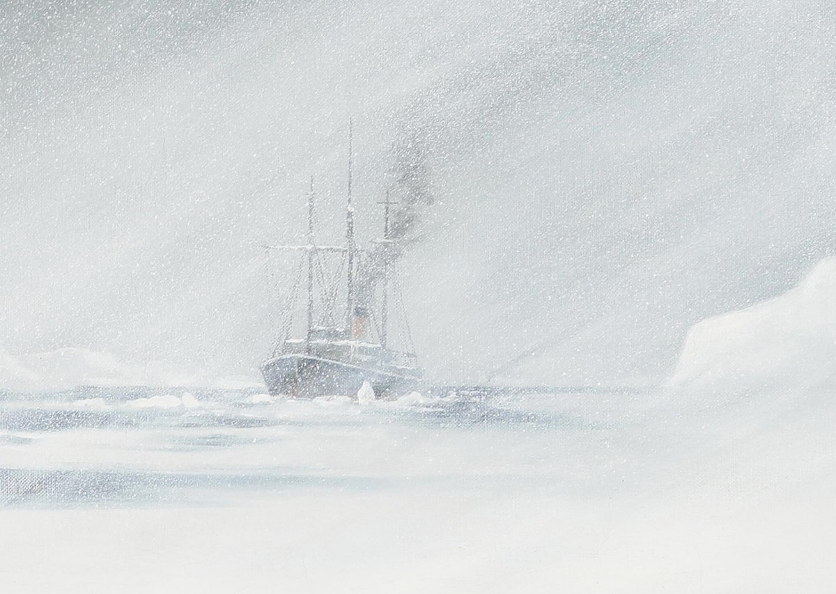 Emanuel A. Petersen (1894-1948) Ours blanc dans une tempête de neige au Groenland-photo-4