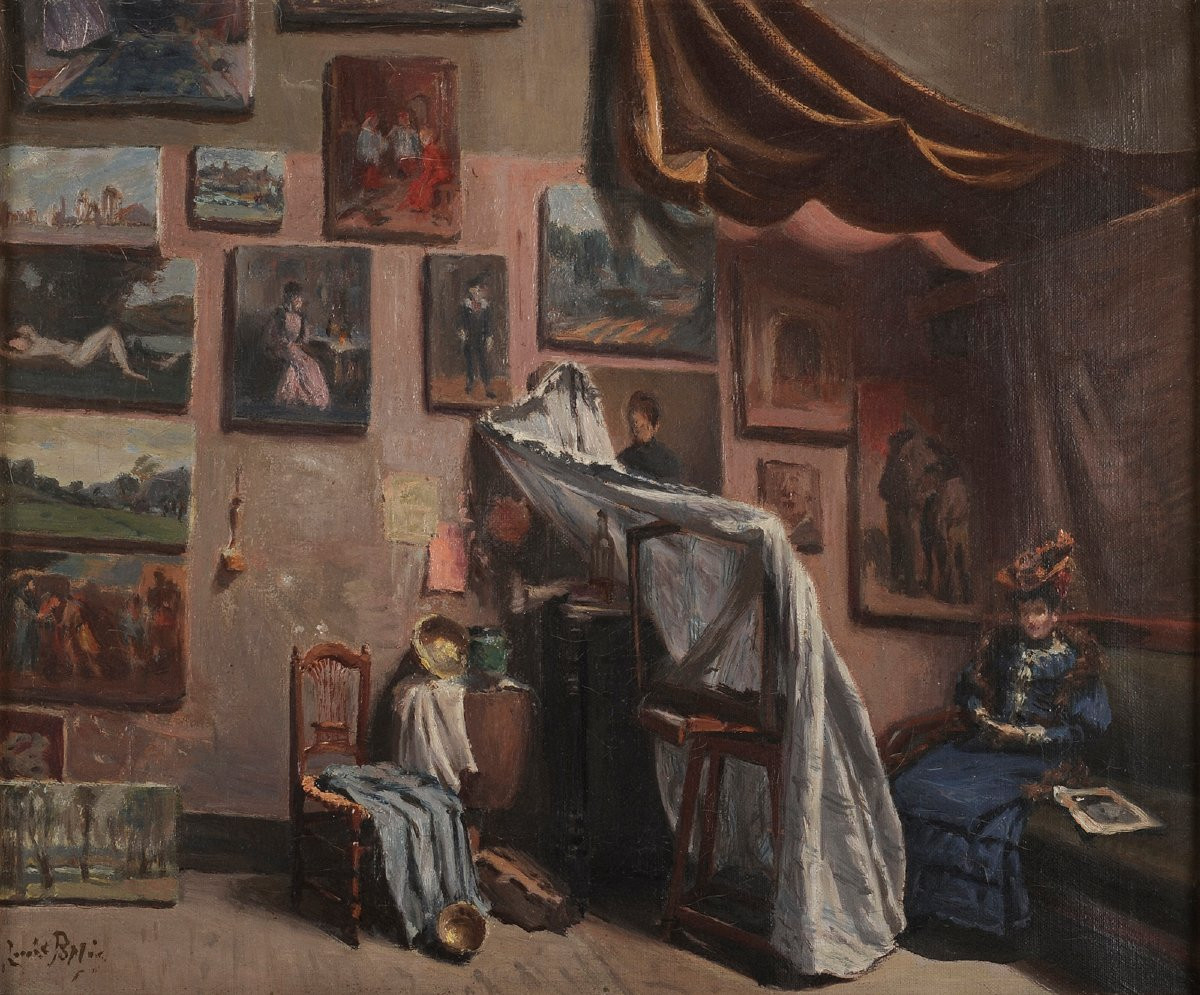 Louis Joseph Pottin (1849-1930) The Artist's Studio-photo-2