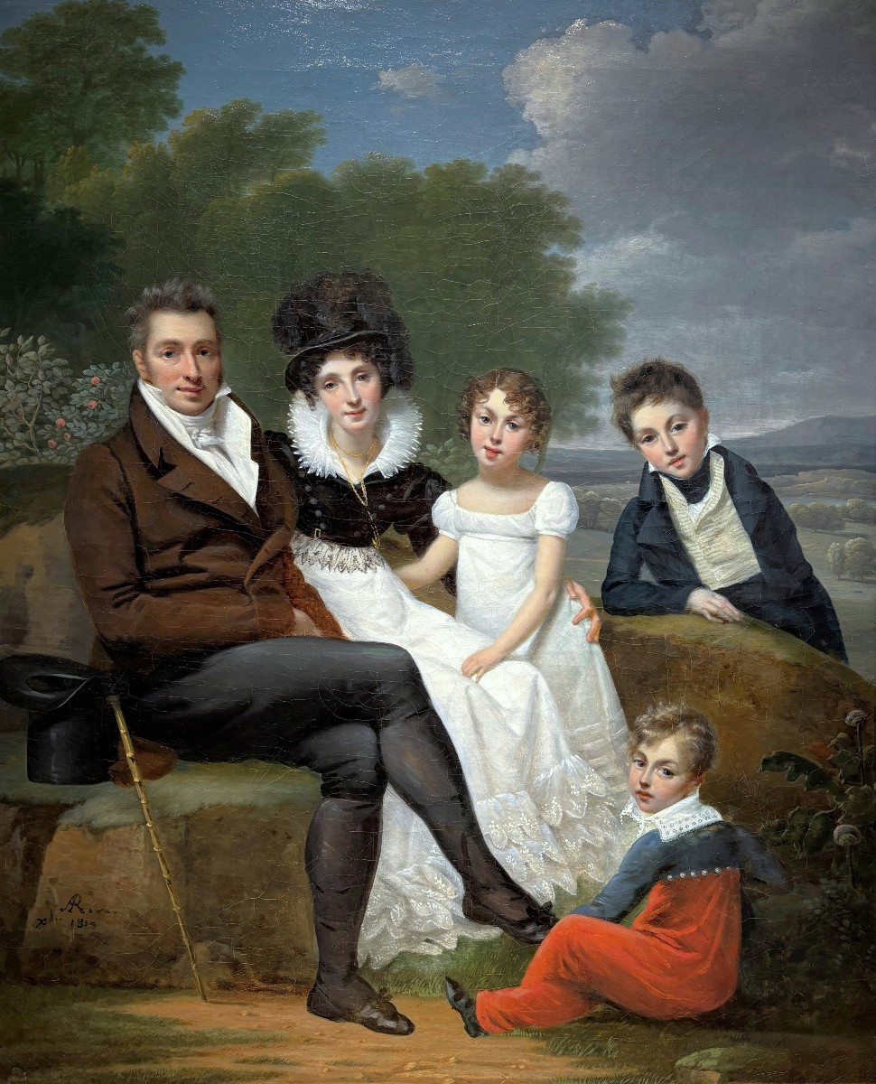Ange-René Ravault (1766-1845) Portrait d’une famille de la région de Montargis ou de Pithiviers