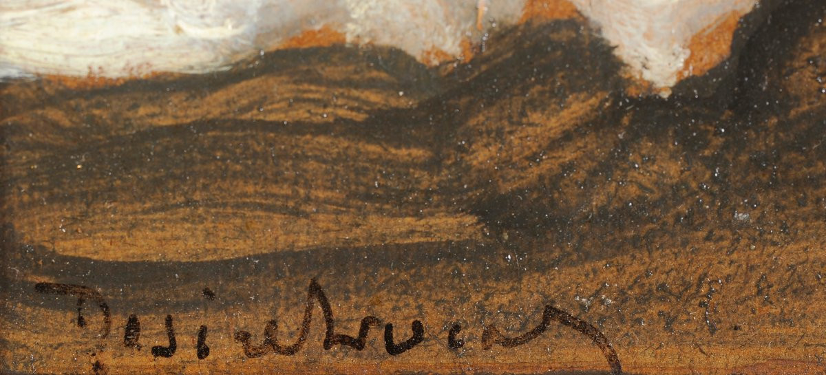 Louis-Marie Désiré-Lucas (1869-1949) Esquisse de rochers à marrée basse - Hommage à Victor Hugo-photo-4