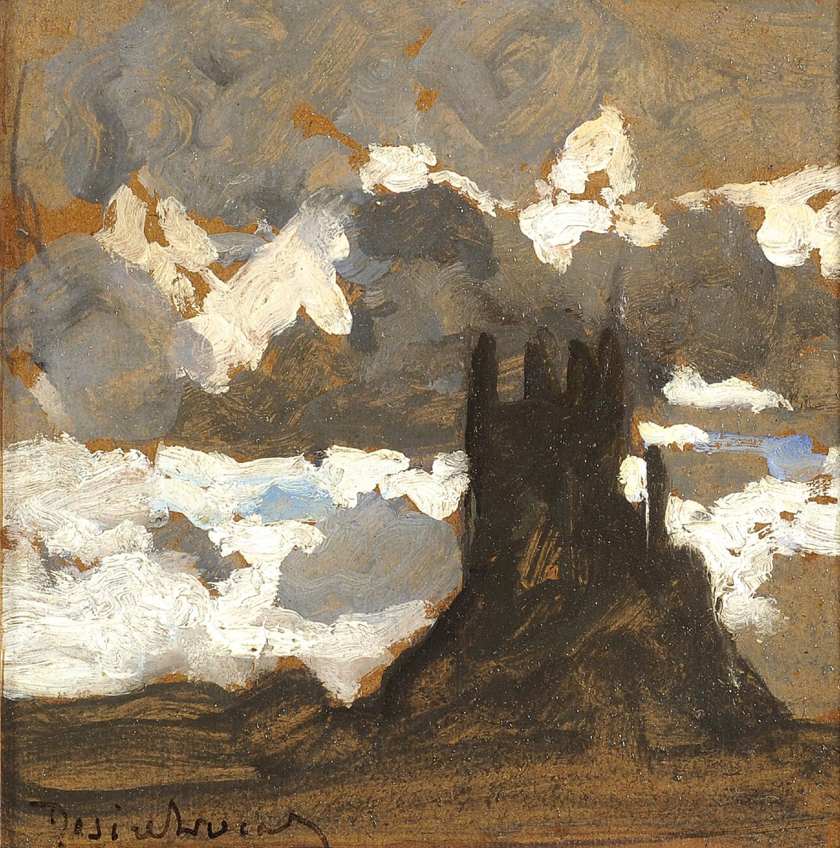 Louis-Marie Désiré-Lucas (1869-1949) Esquisse de rochers à marrée basse - Hommage à Victor Hugo