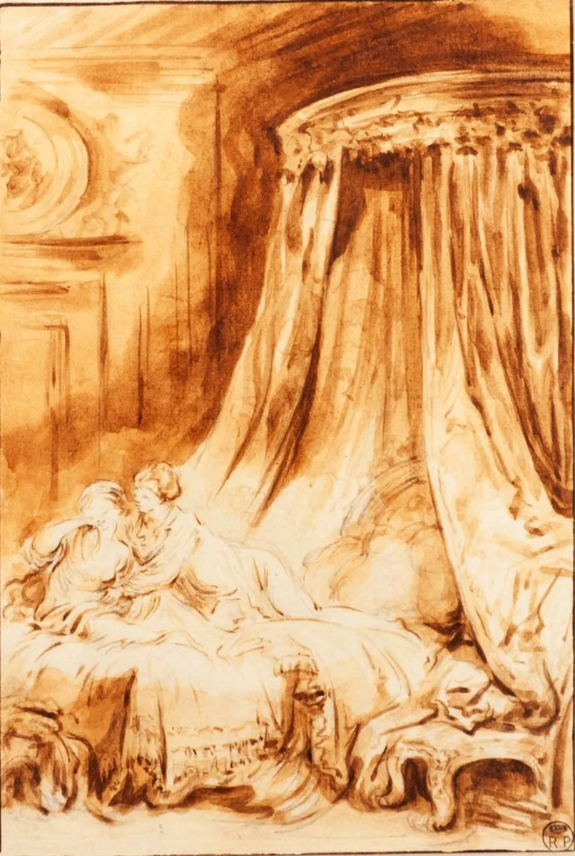 dans le goût de Fragonard (1732-1806) La courtisane amoureuse Sanguine-photo-2