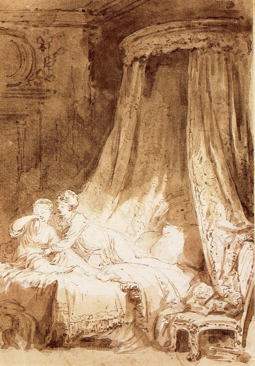 dans le goût de Fragonard (1732-1806) La courtisane amoureuse Sanguine-photo-3