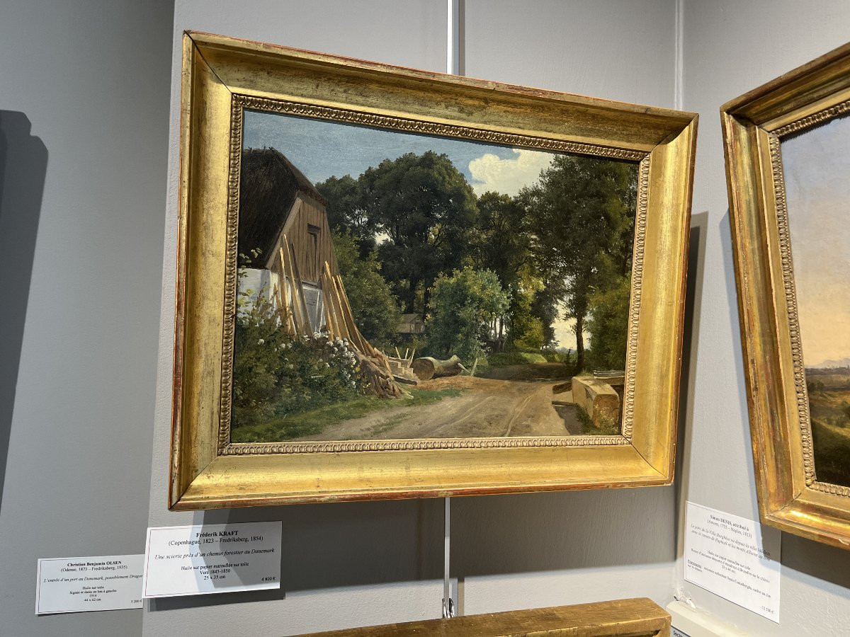 Frédérik Kraft (1823-1854) A Sawmill Near A Logging Road In Denmark-photo-3