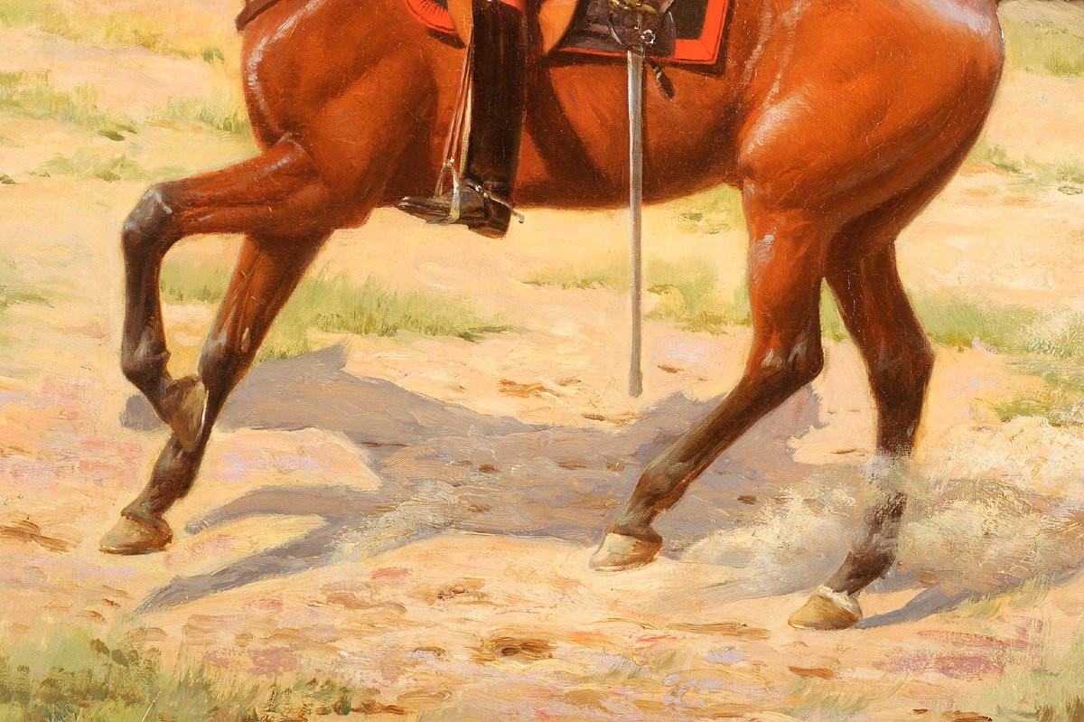 Robert Gignoux (1872-1906)  Portrait équestre de Carl Costa de Beauregard - Cheval-photo-3