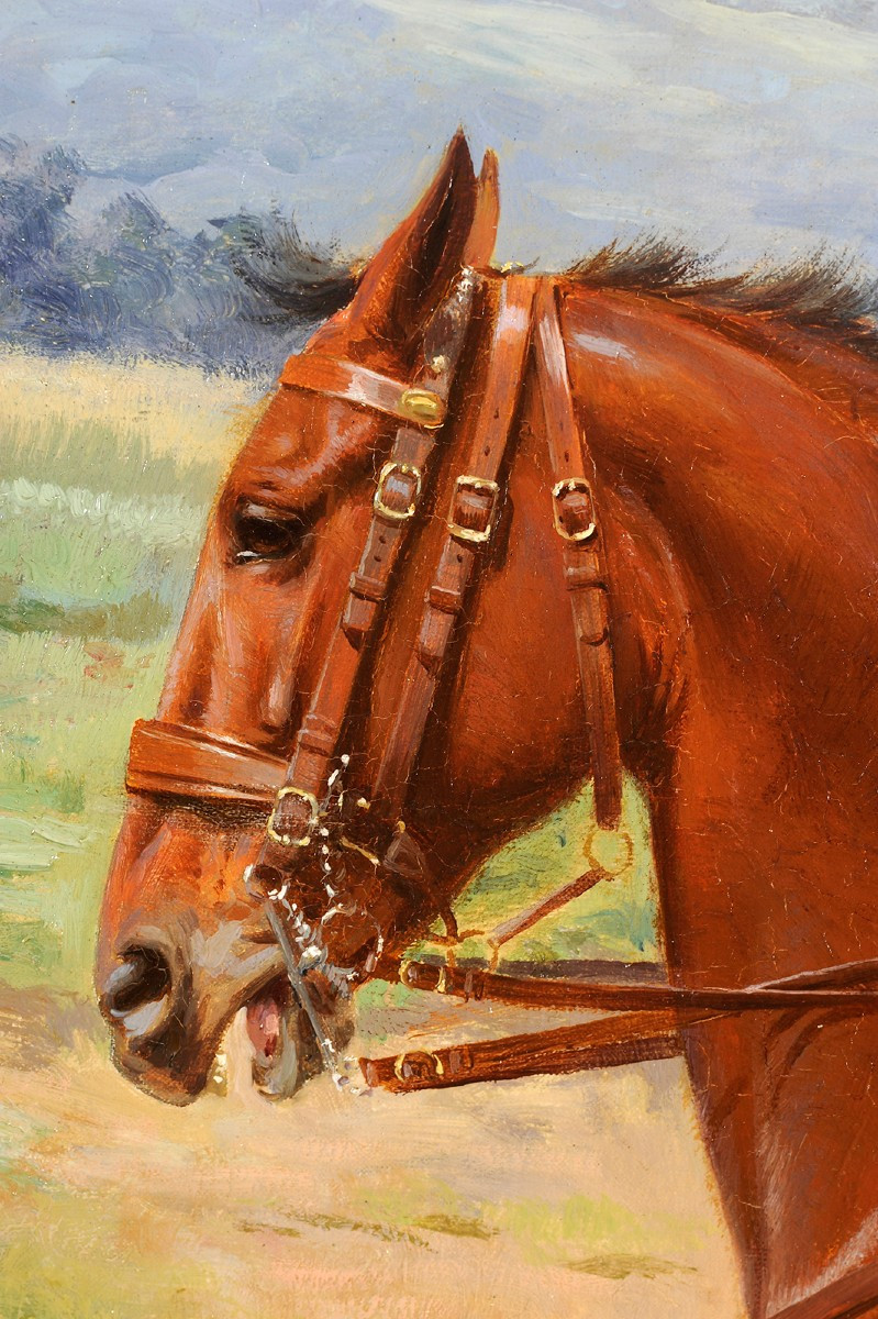 Robert Gignoux (1872-1906)  Portrait équestre de Carl Costa de Beauregard - Cheval-photo-3