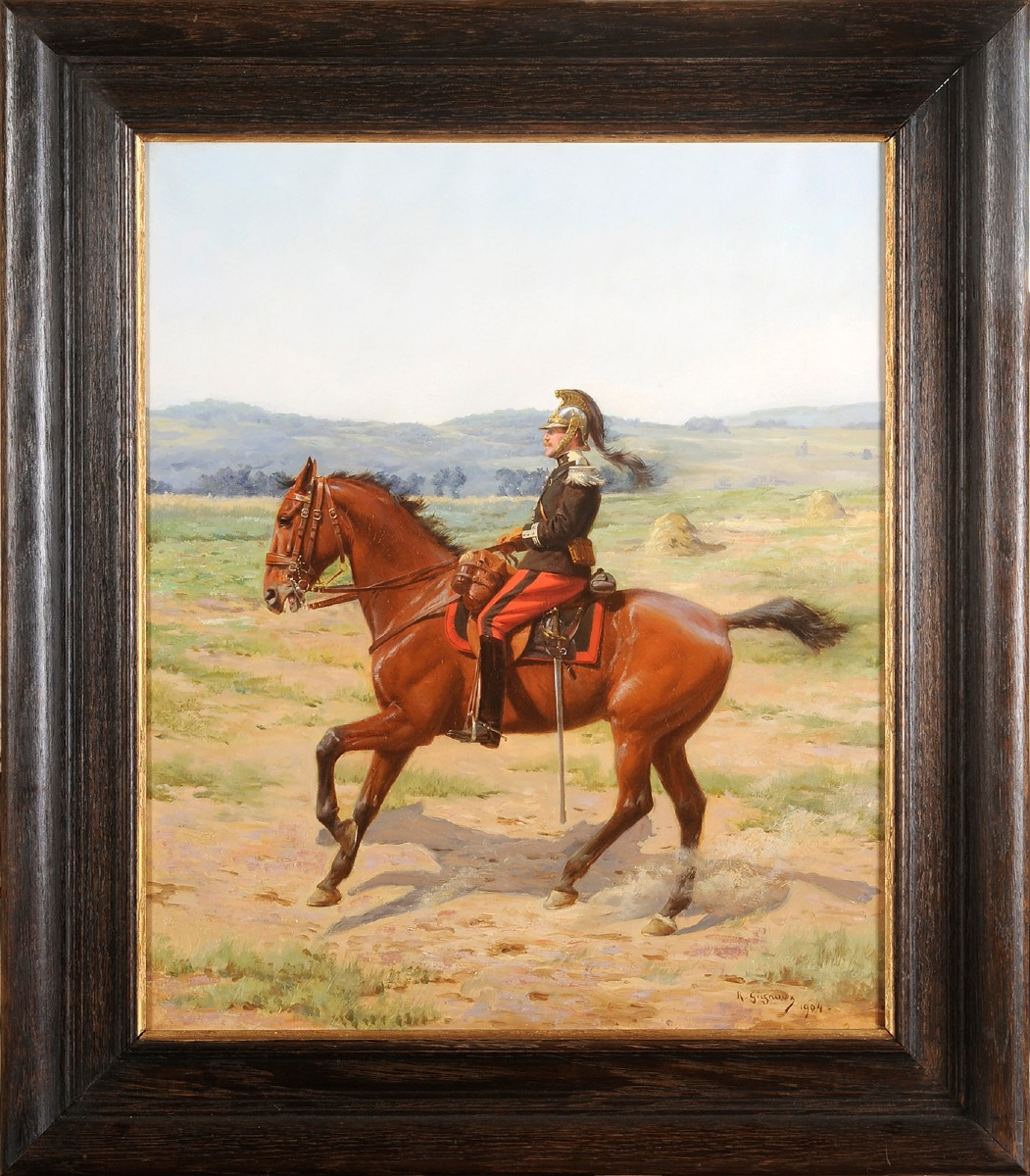 Robert Gignoux (1872-1906)  Portrait équestre de Carl Costa de Beauregard - Cheval