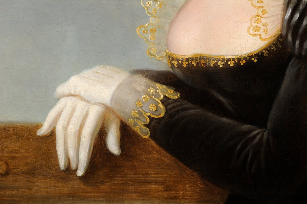 Portrait de femme devant un paysage dans un trompe l’oeil-photo-4