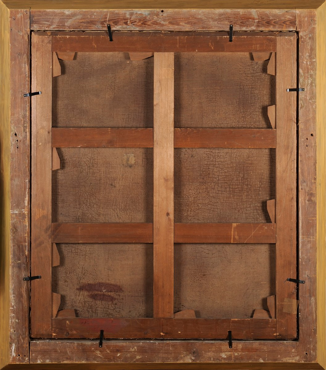 Portrait de femme devant un paysage dans un trompe l’oeil-photo-1