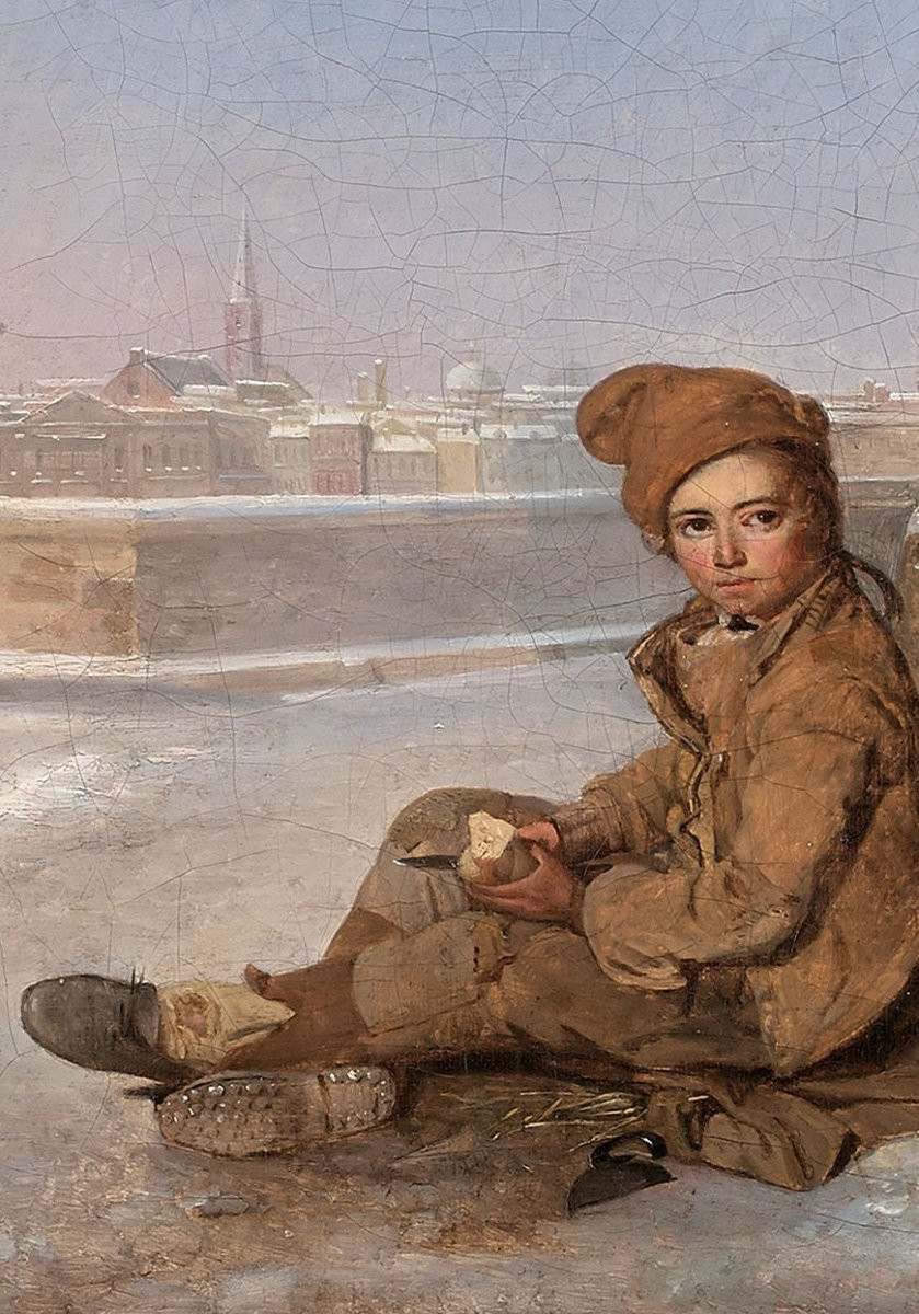 Pierre Duval Lecamus (1790-1854) Petit ramoneur assis dans la neige - Portrait enfant-photo-3