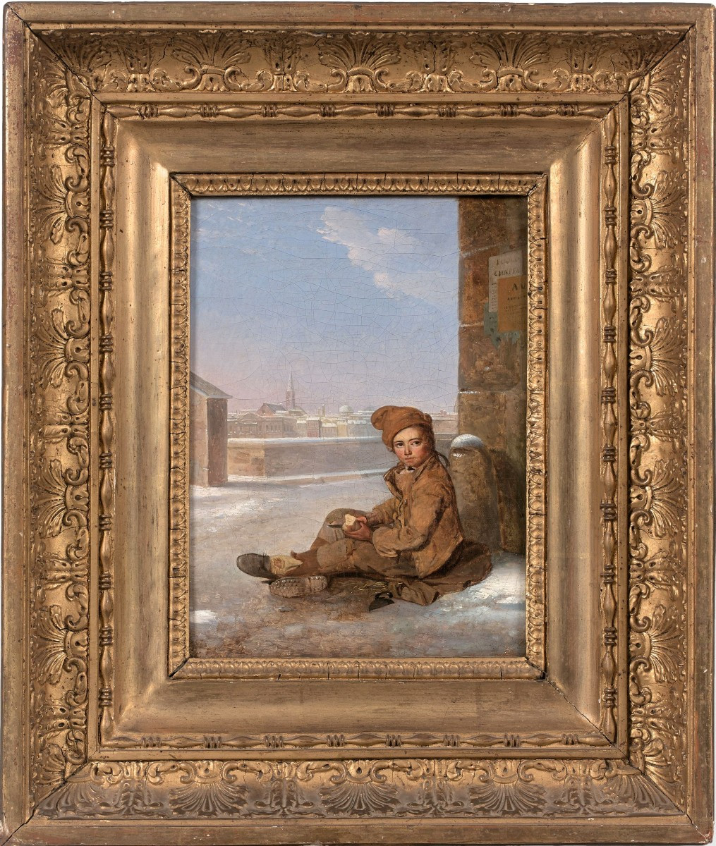 Pierre Duval Lecamus (1790-1854) Petit ramoneur assis dans la neige - Portrait enfant