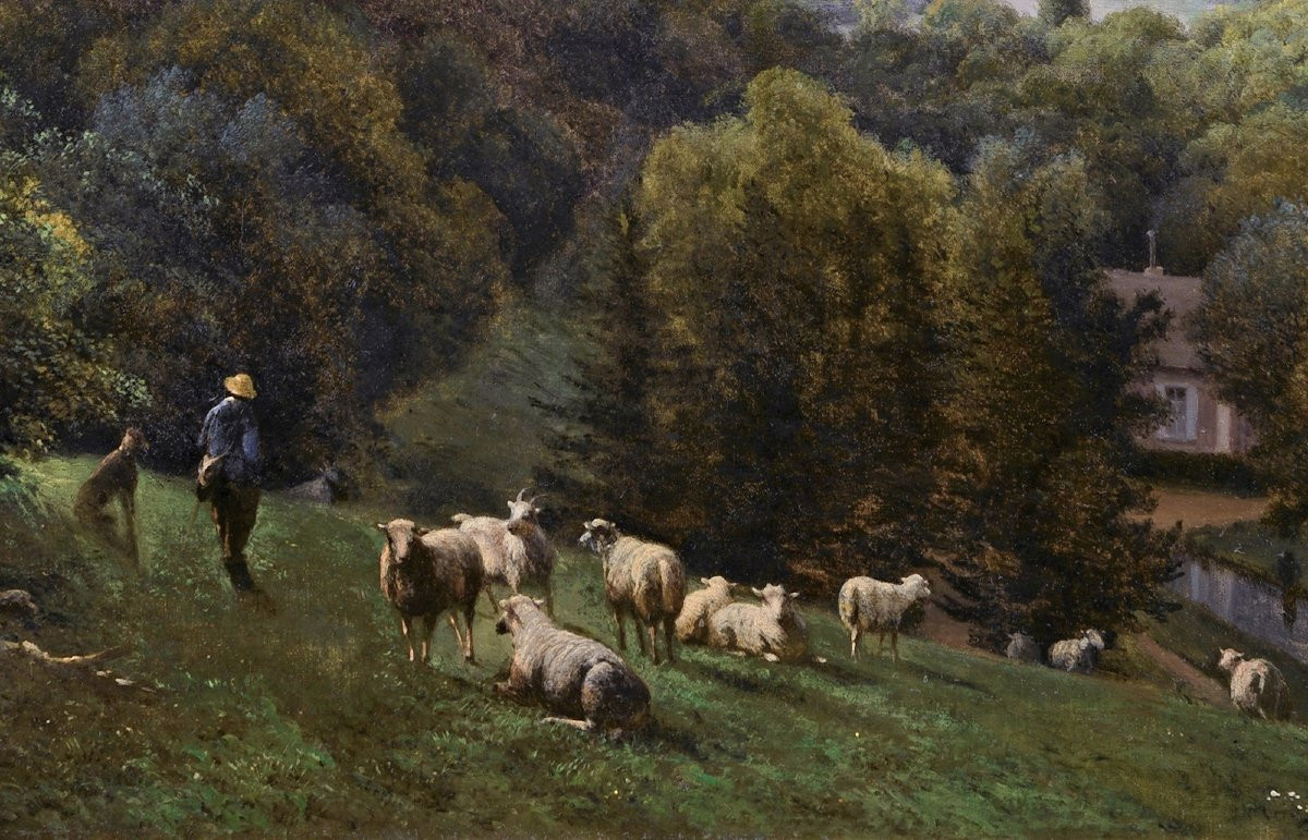 Charles-joseph Kuwasseg (1802-1877) The Hillsides Of The Seine In Normandy ?-photo-3