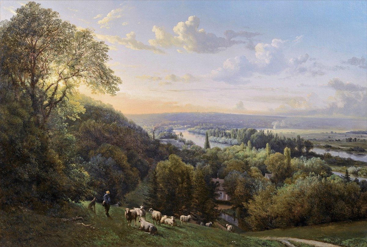 Charles-joseph Kuwasseg (1802-1877) The Hillsides Of The Seine In Normandy ?
