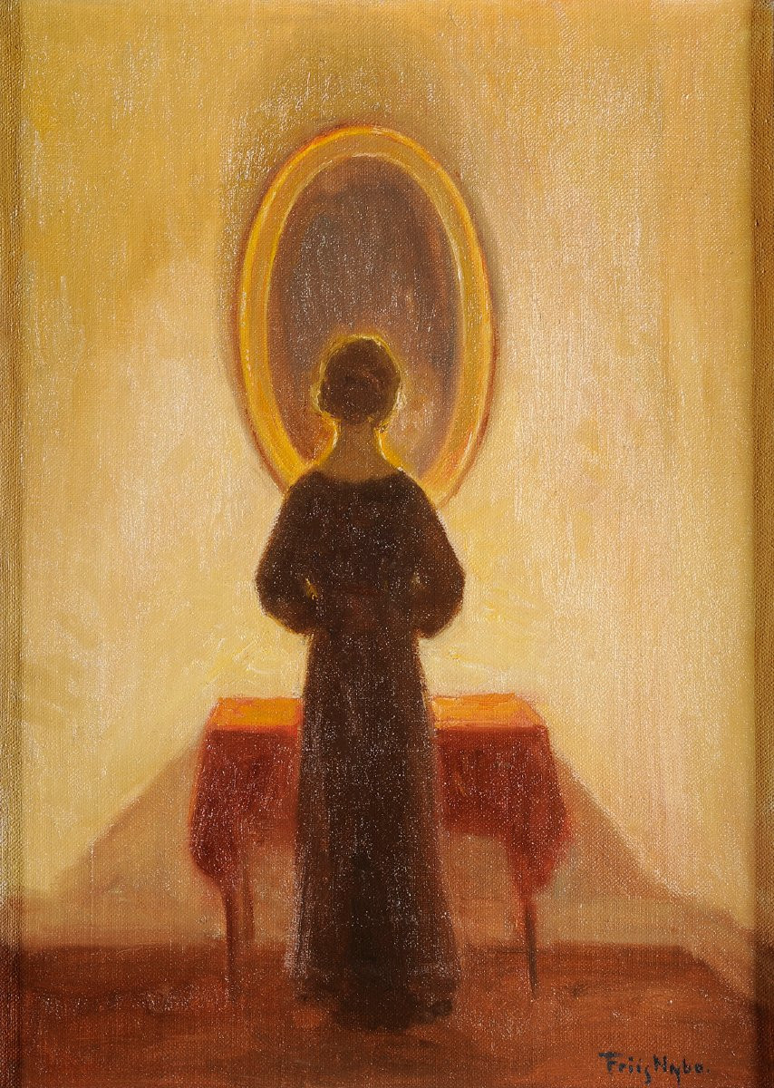 Poul Friis Nybo (1869-1929) Woman With Mirror Denmark-photo-2