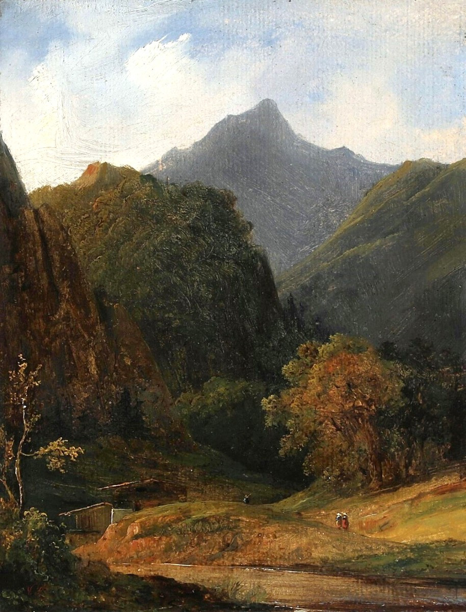 Victor Fonville (1805-1856)  Paysage montagneux d'Italie ?