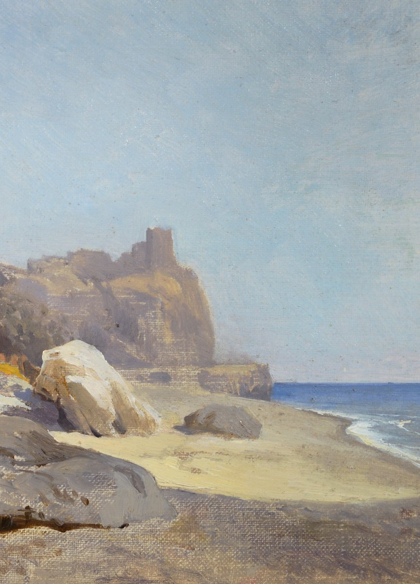 Arthur Calame (1843-1919) Mediterranean Shore, Probably The Amalfi Coast Italy-photo-3