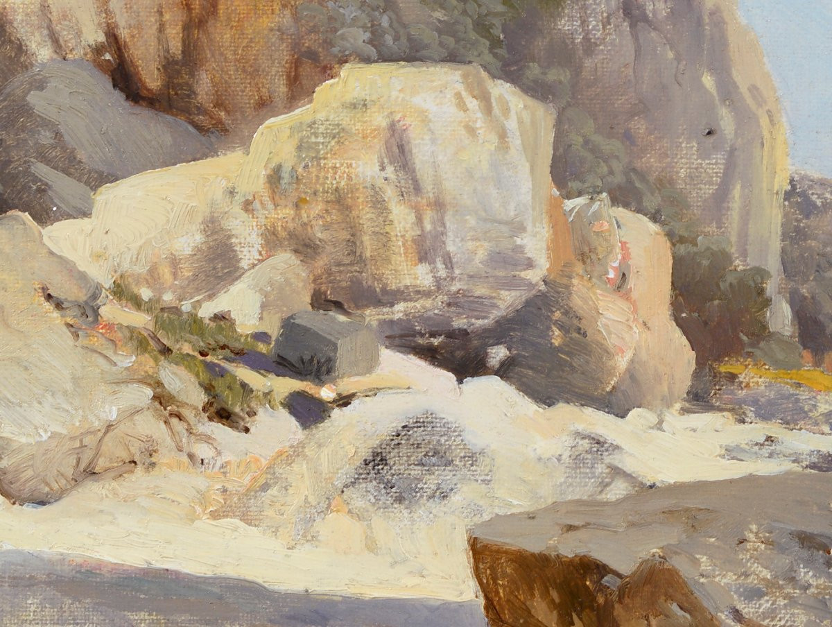 Arthur Calame (1843-1919) Mediterranean Shore, Probably The Amalfi Coast Italy-photo-4