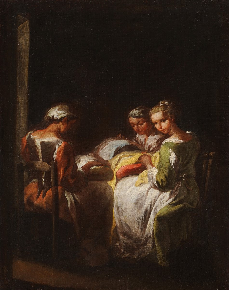 Ent. de Giuseppe-Maria Crespi (1665-1747) Couturières -photo-2