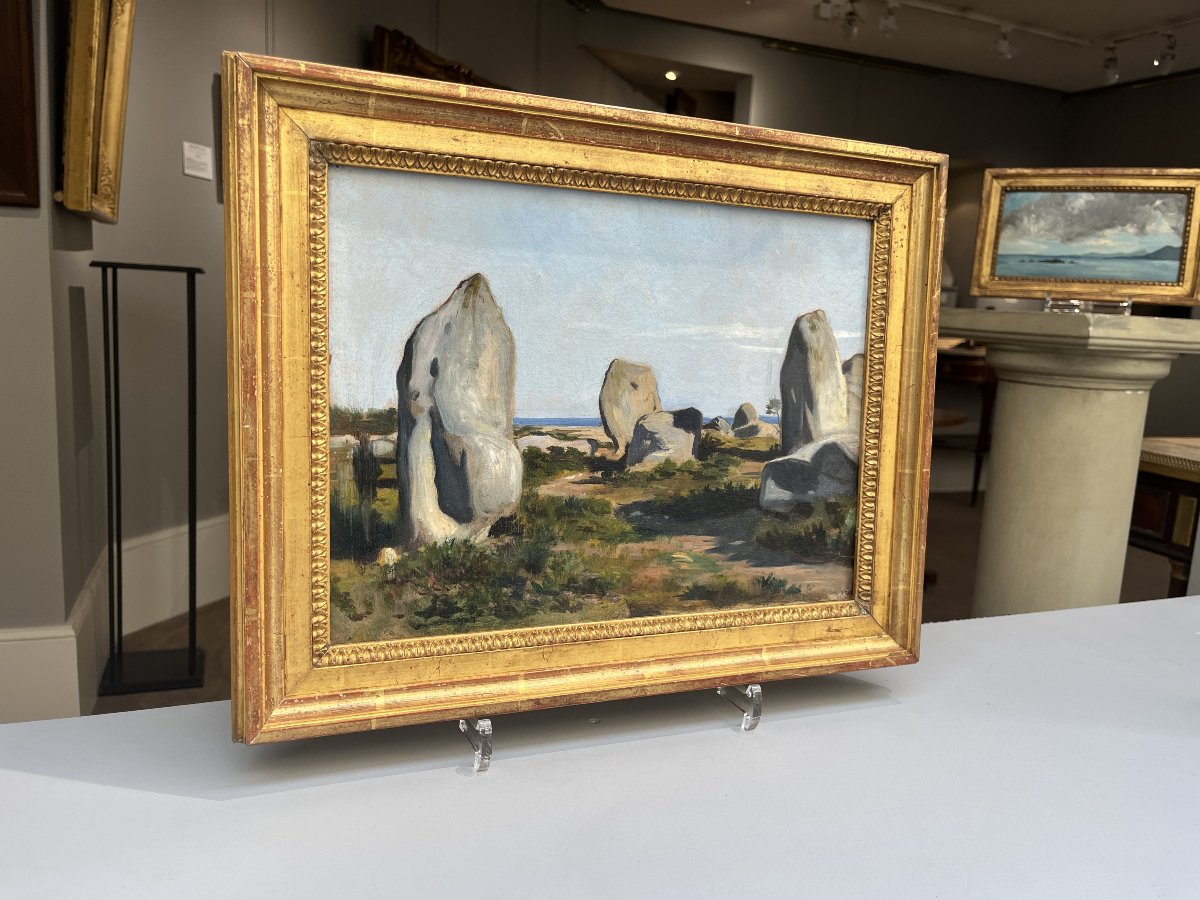 Att. à Guillaume Bodinier (1795-1872) Les menhirs de Carnac Mégalithes Bretagne-photo-2
