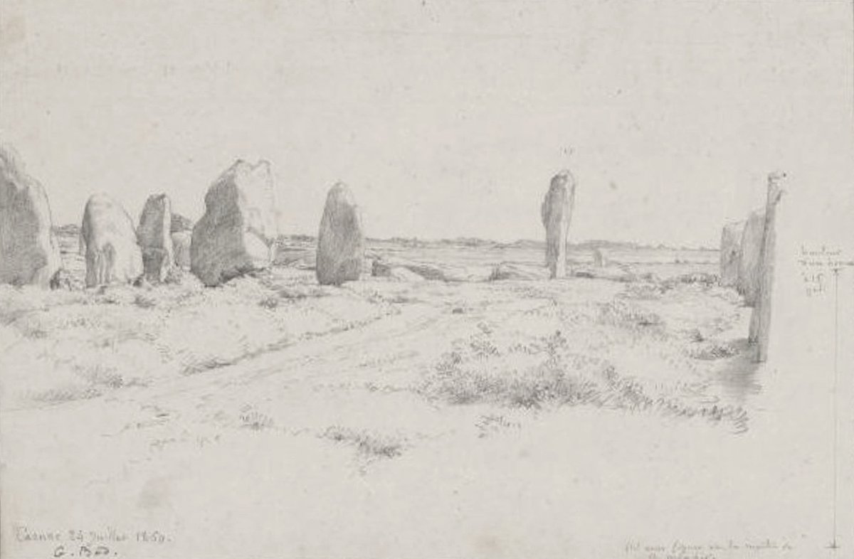 Att. à Guillaume Bodinier (1795-1872) Les menhirs de Carnac Mégalithes Bretagne-photo-1