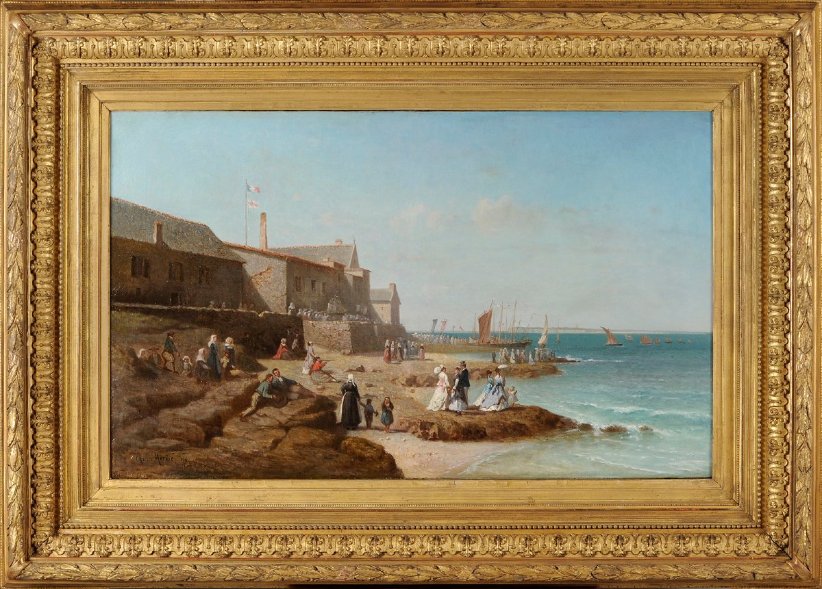 Charles Mermé (1818-1869) La bénédiction du Coureau de Groix à Larmor Bretagne Lorient