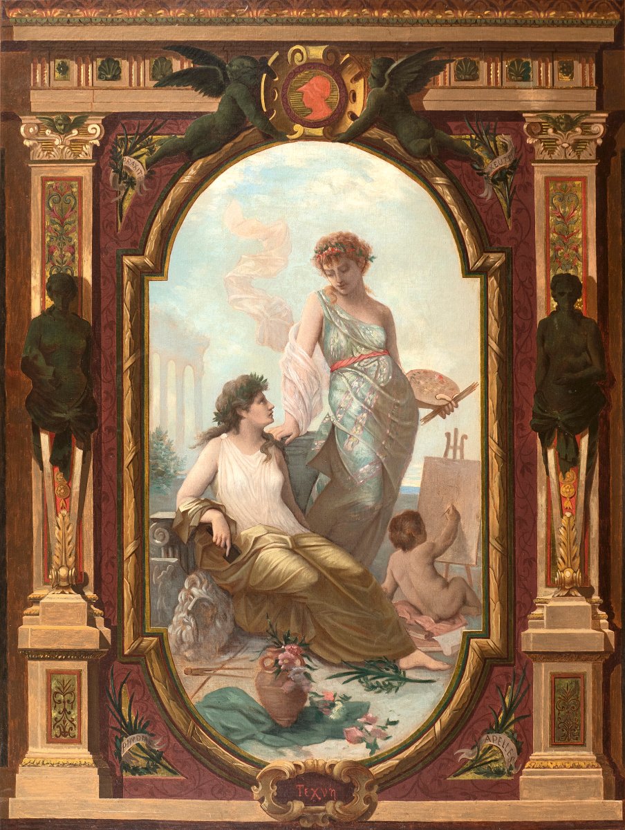 Oscar-Pierre Mathieu, att. à (1845-1881) Allégorie de la peinture et de la sculpture