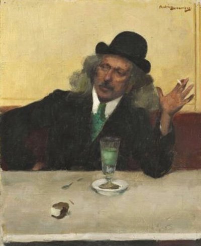 André Devambez (1867-1944) Portrait de femme au bistrot Absinthe-photo-4