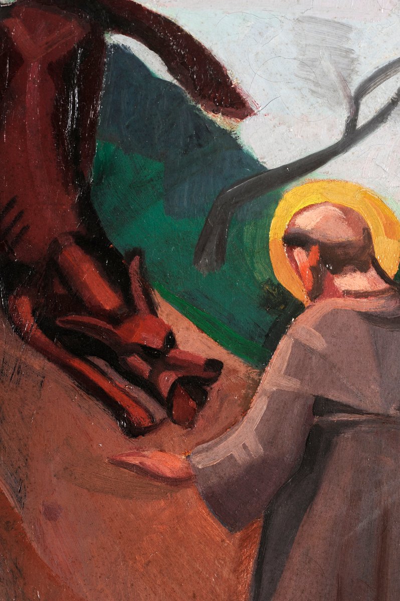 Henri Brochet (1898-1952) Saint François d’Assise et le loup de Gubbio-photo-3
