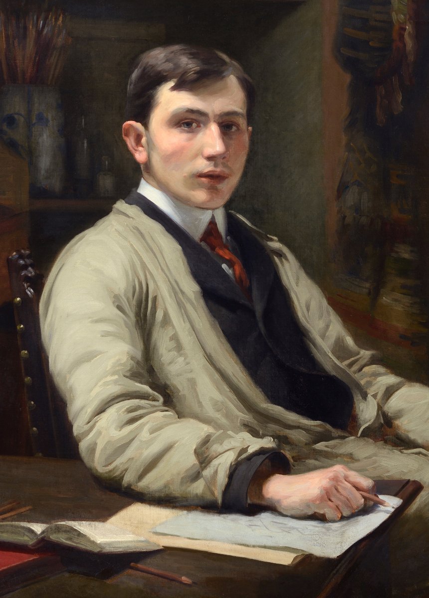 Auguste Delécluse (1855-1928) Portrait du fils de l’artiste, Eugène Delécluse Roubaix-photo-2