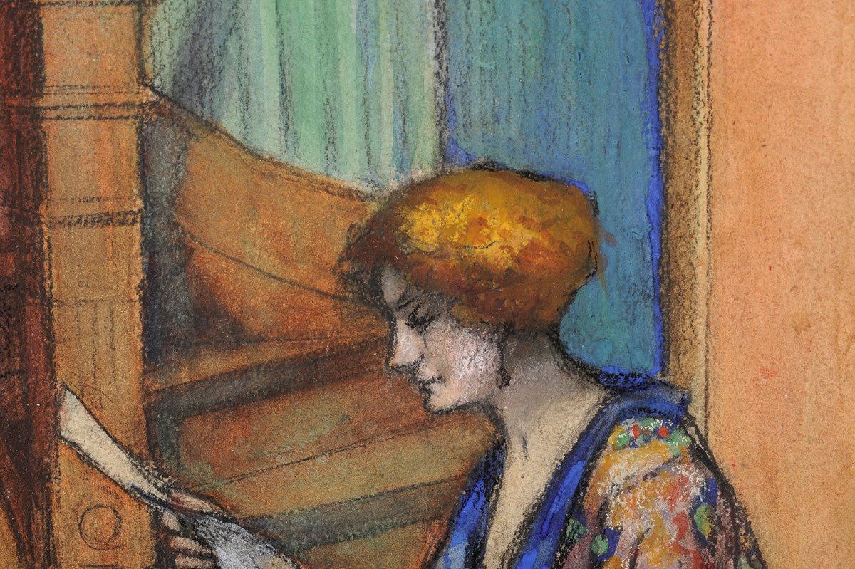 Georges Jamotte (1880–1940) Portrait Of A Woman With A Cat-photo-1