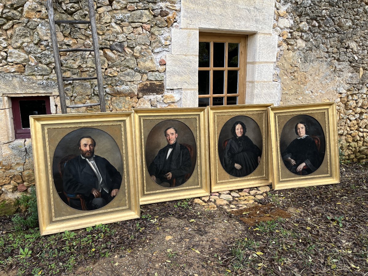 Théophile Morel (c.1810-1896) 4 grands portraits de famille
