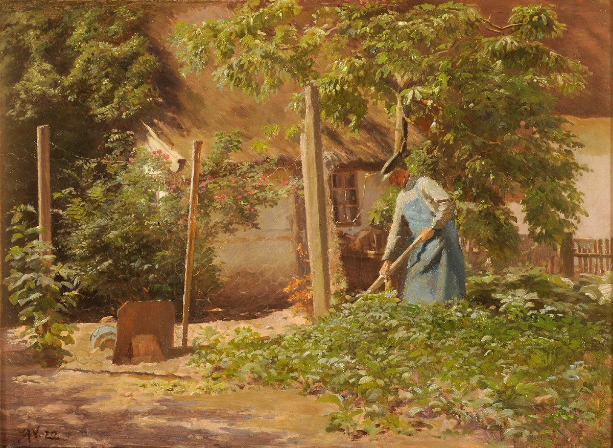 Gustav Vermehren (1863–1931) A Vegetable Garden In Denmark-photo-2