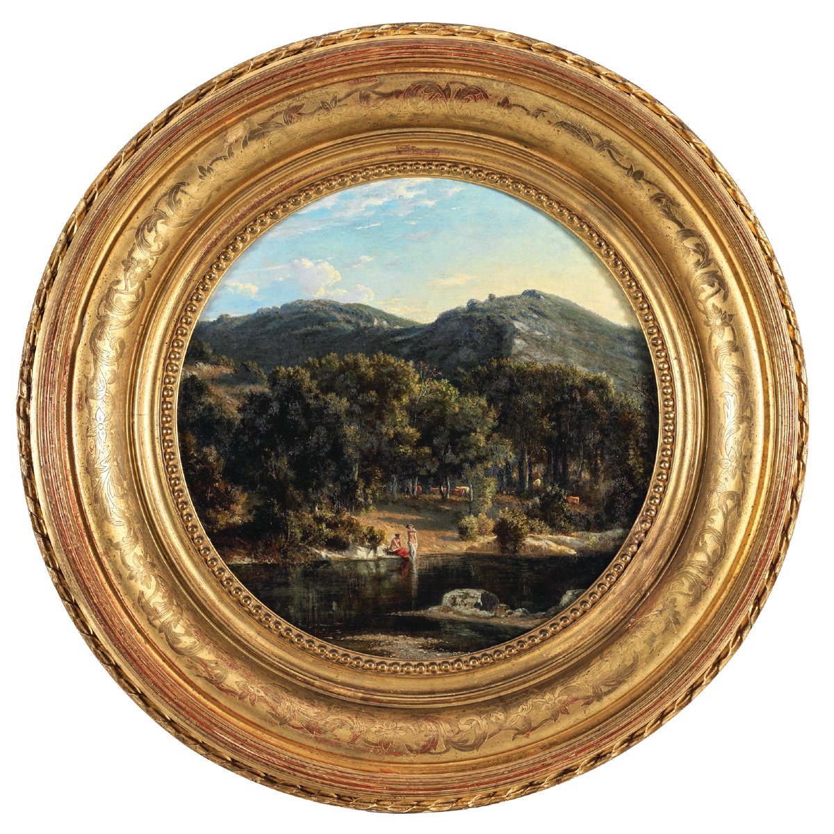 Félix-Hippolyte Lanoüe (1812-1872) Paysage Italie aux baigneuses