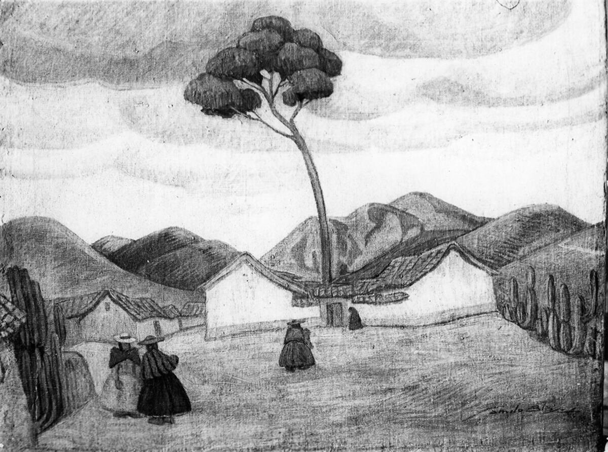 Camilo Blas (1903-1985) Paysage des Andes près de Cuzco Pérou Peru Cusco-photo-5