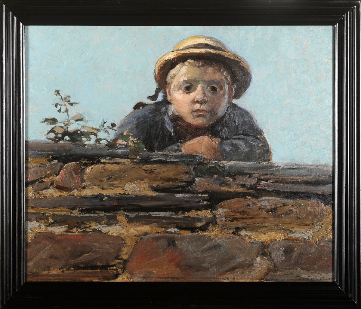 Paul Grolleron (1848–1901) Child On Top Of A Wall-photo-2
