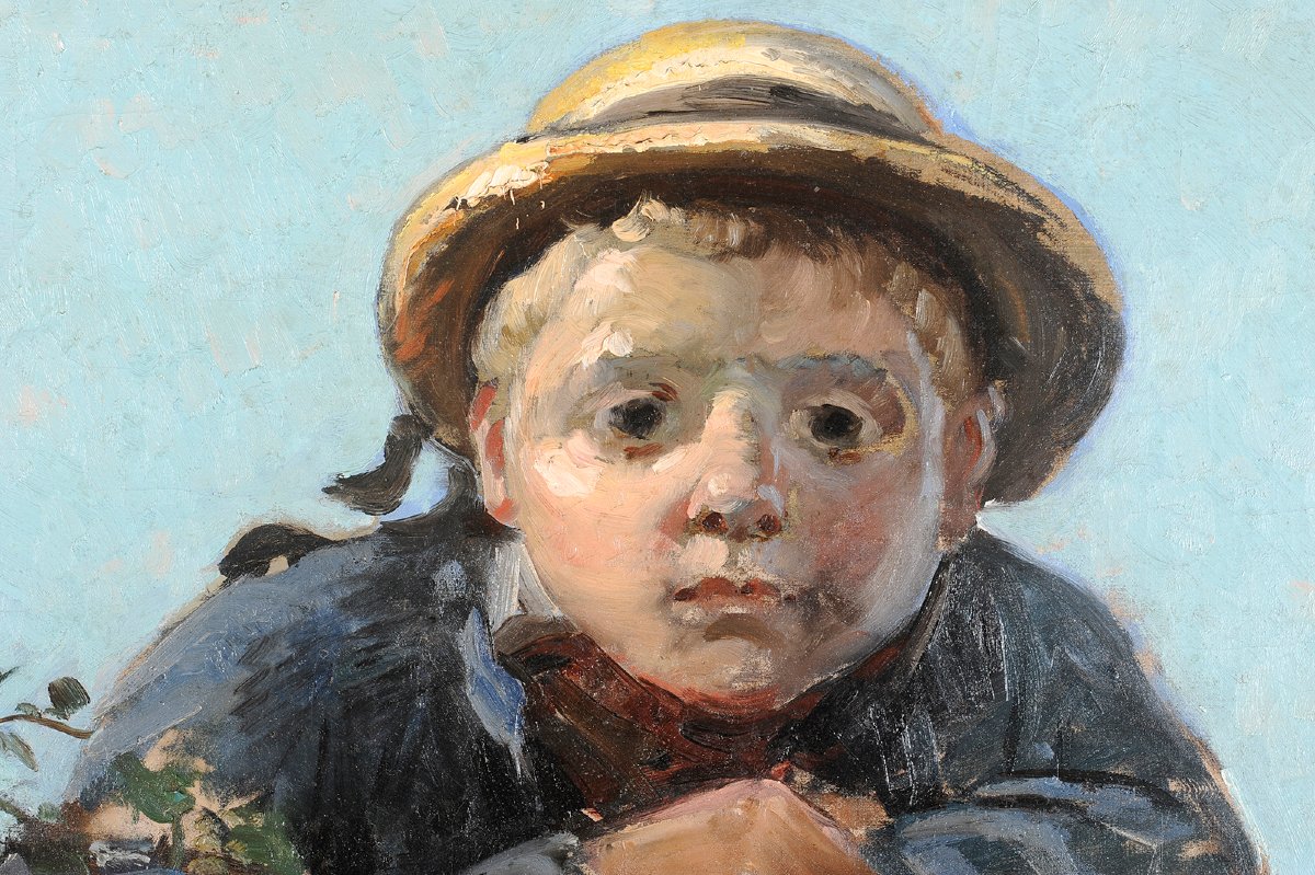Paul Grolleron (1848–1901) Child On Top Of A Wall-photo-3
