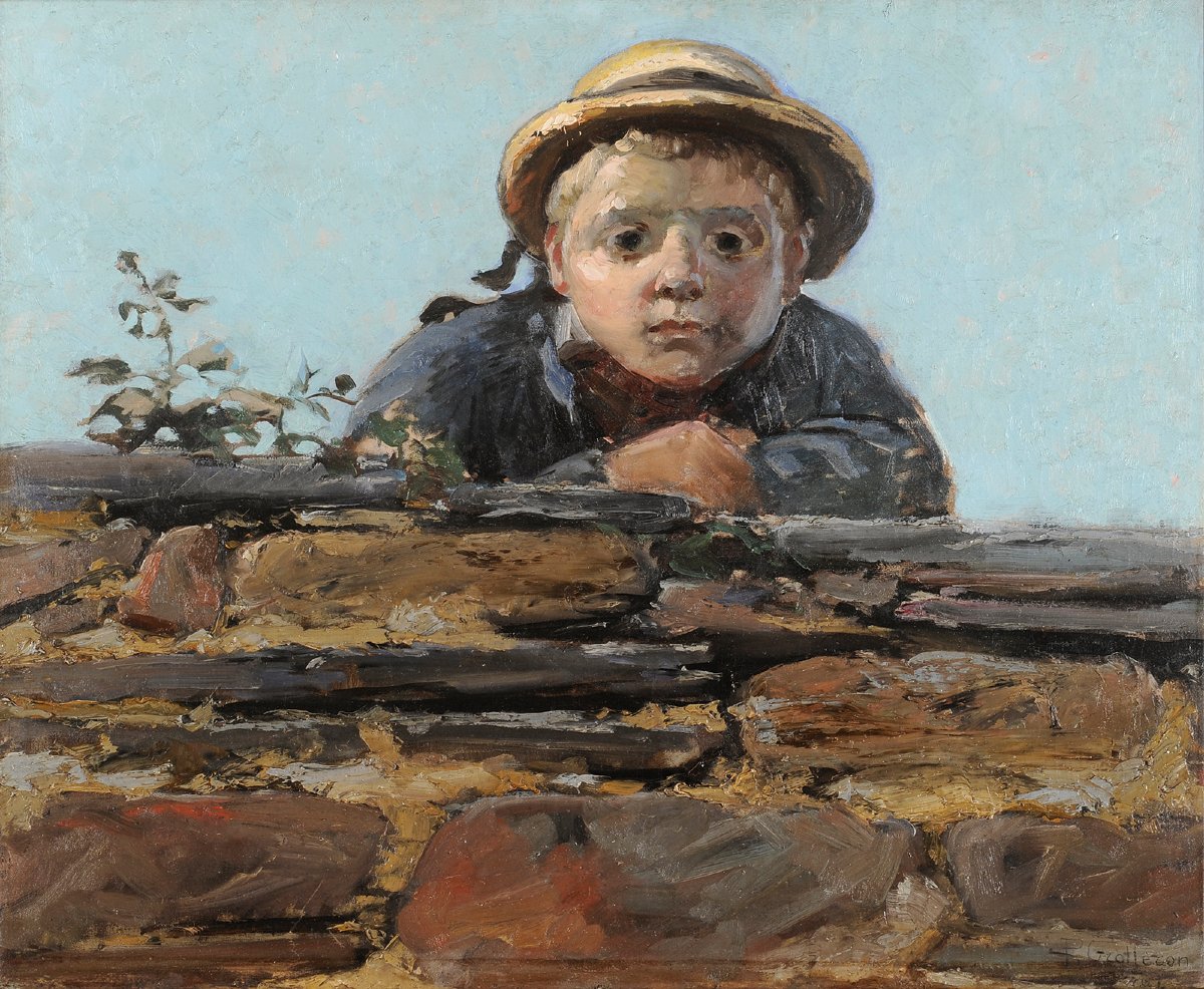 Paul Grolleron (1848–1901) Child On Top Of A Wall