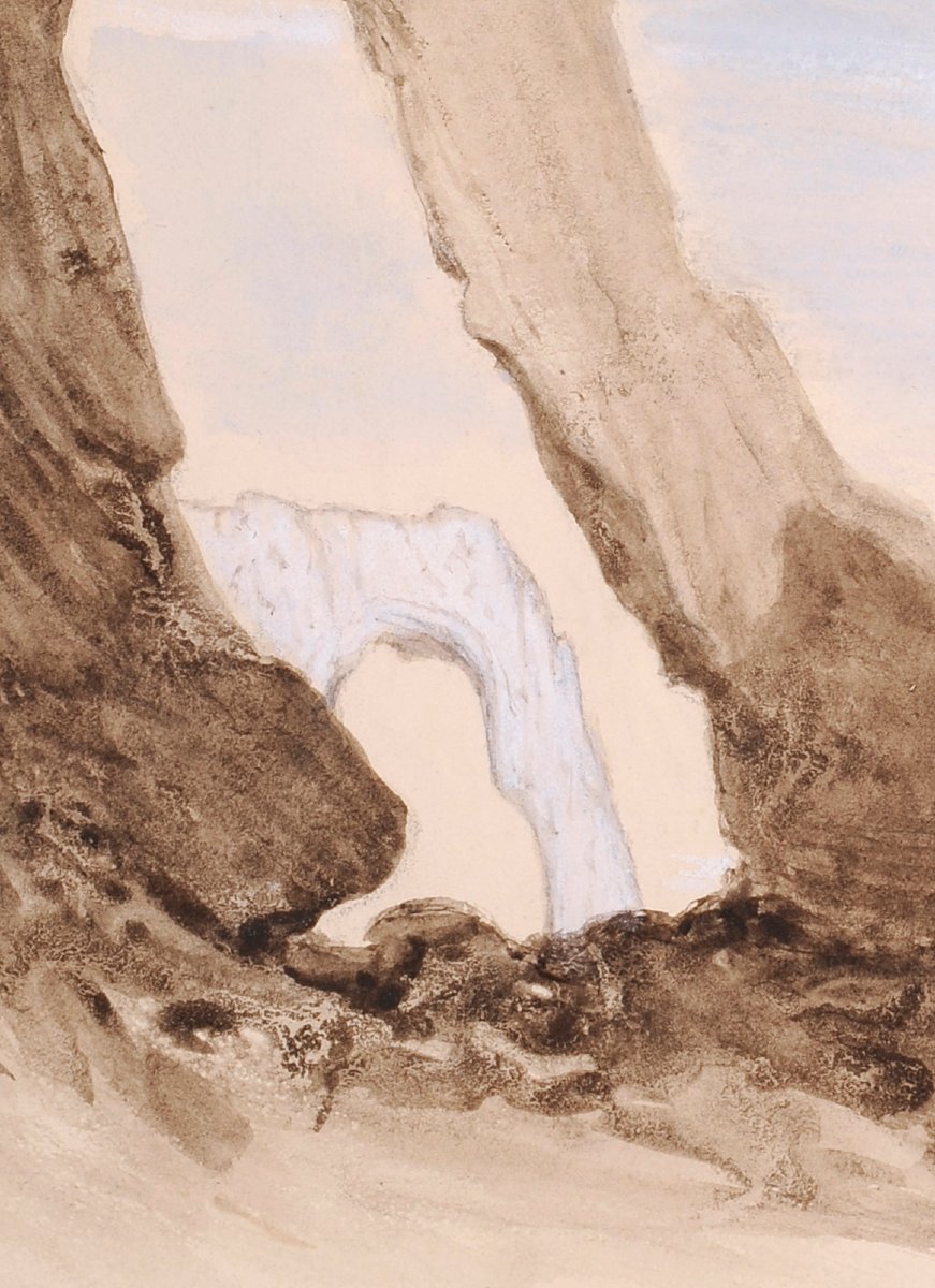 Eugène Le Poittevin (1806-1870) Etretat la porte d’Aval et l’aiguille-photo-2