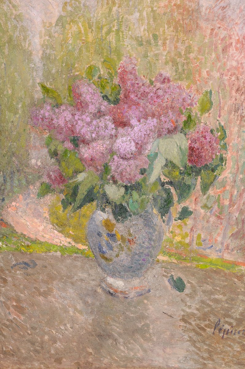 Joseph Lépine (1867–1943) Vase Of Lilacs In A Provençal Landscape-photo-2