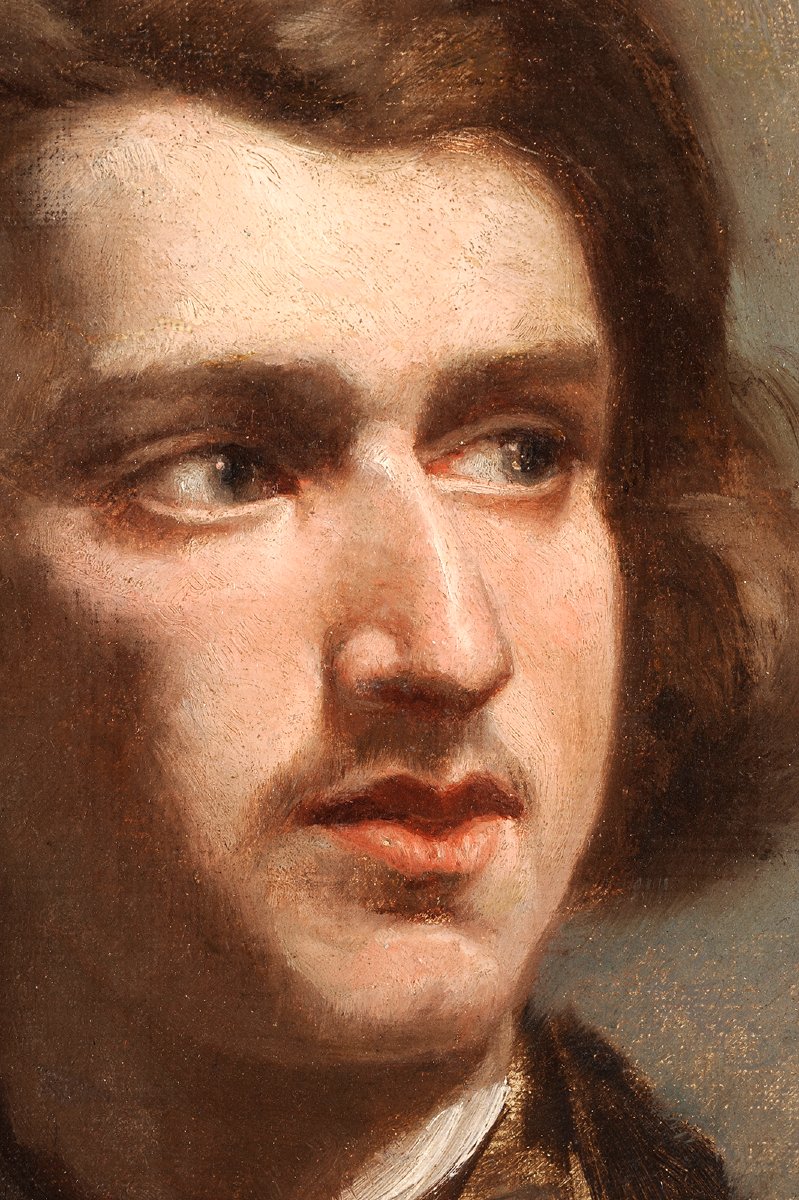 French School, C. 1840 - Portrait Sketch Of A Dandy-photo-3