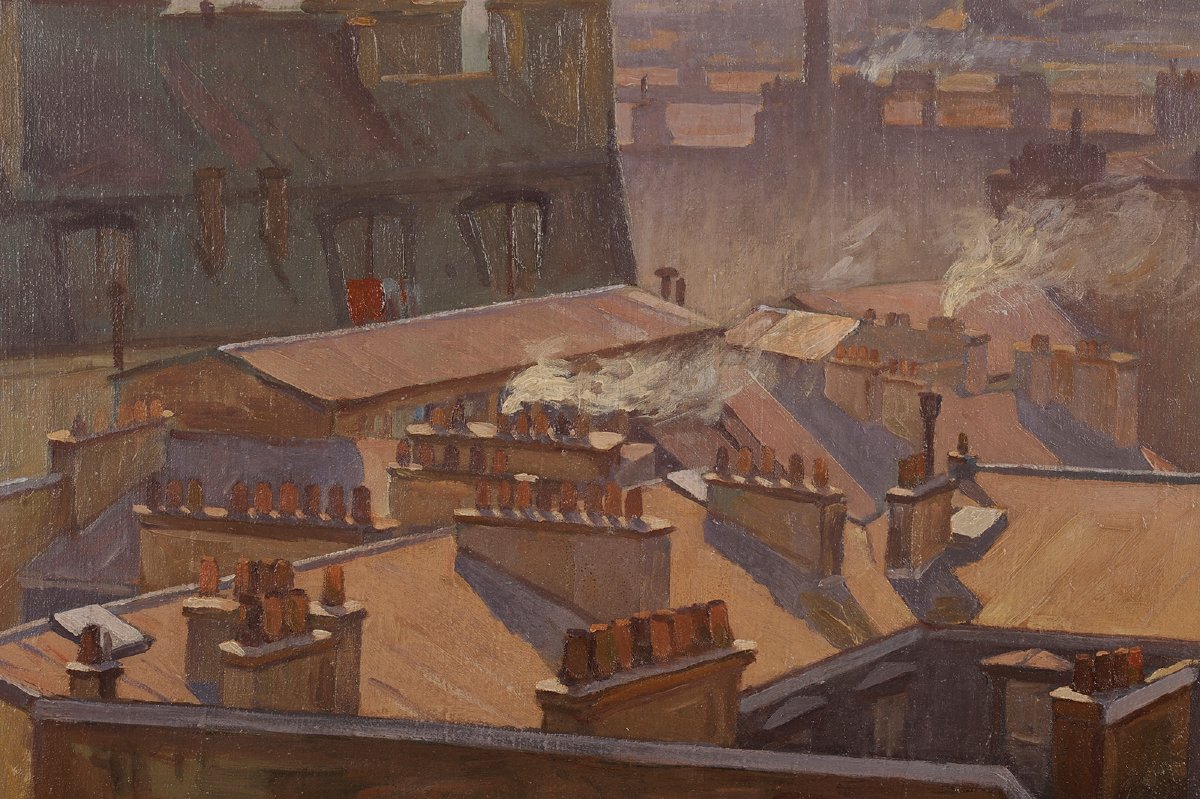 Henri Dupont-Crespin (1882-1953) Les toits de Paris-photo-4