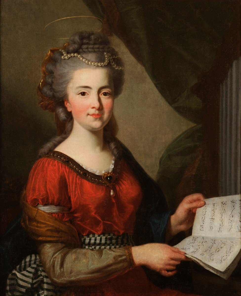 Louis-michel Van Loo (1707-1771) Portrait Of A Woman As Saint Cecilia