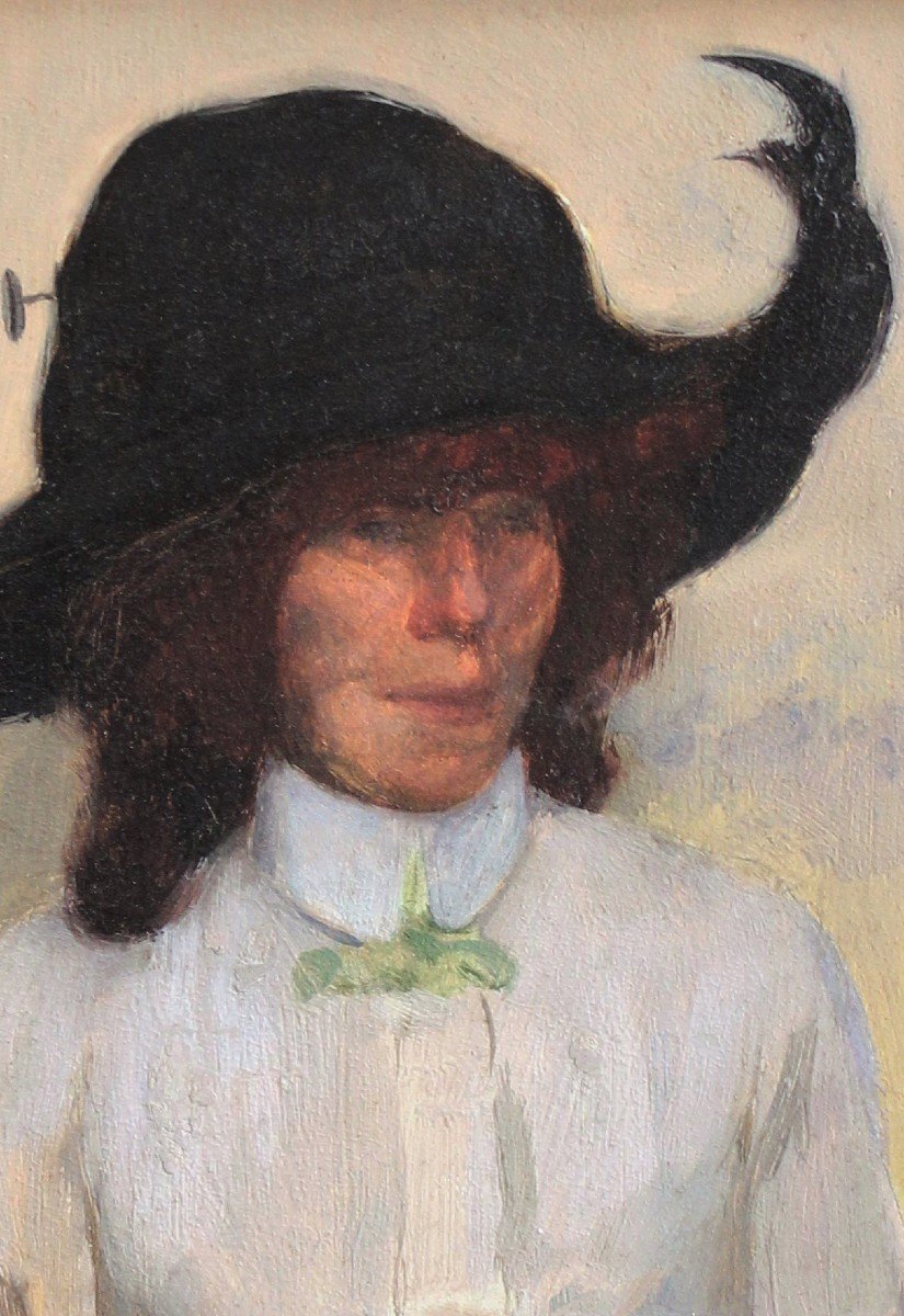 André Devambez (1867-1944) Portrait de femme au bistrot Absynthe-photo-3