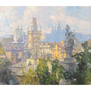 Jaroslav šetelík (1881-1955) View Of Prague Praha Setelik Czech Republic