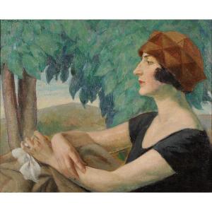 Robert Mahias (1890-1962) Portrait de femme de profil